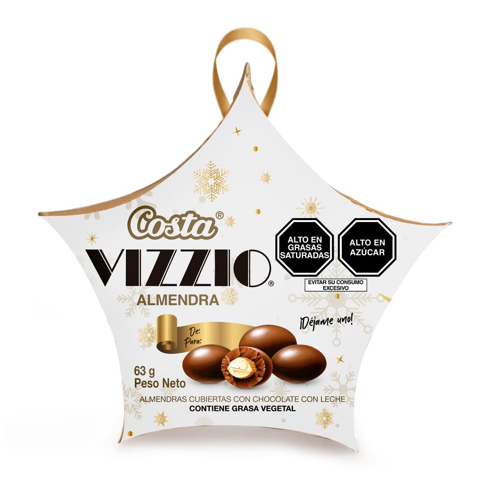 Almendras con Chocolate Vizzio Estrella Navideña 63g