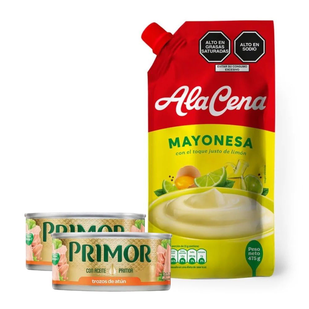 Mayonesa AlaCena 475g + Trozos de Atún en Aceite Primor 2un