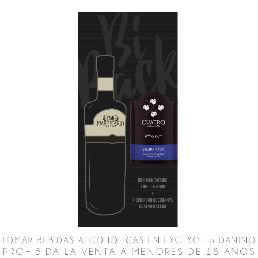 Ron Mandatario + Pisco 4 Gallos Quebranta Botella 700ml