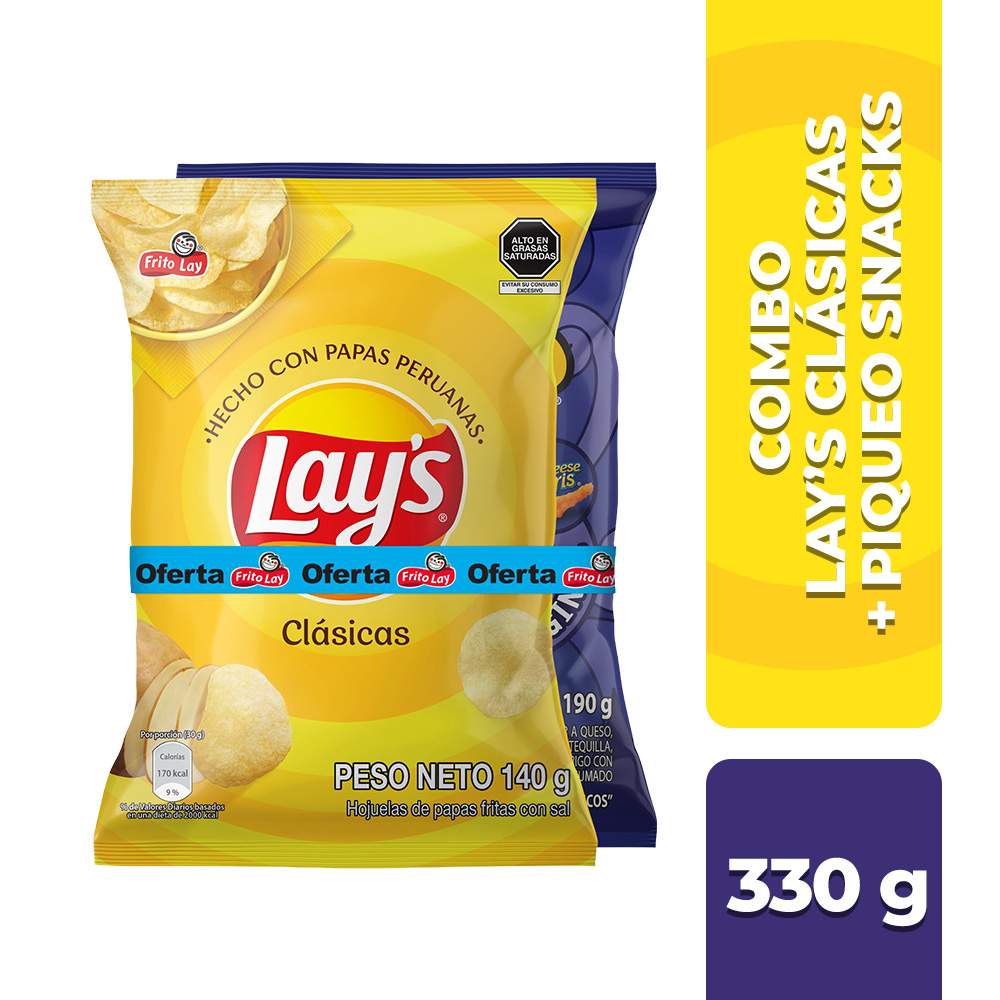 Papas Lay's Clásicas 140g + Piqueo Snax Original 190g