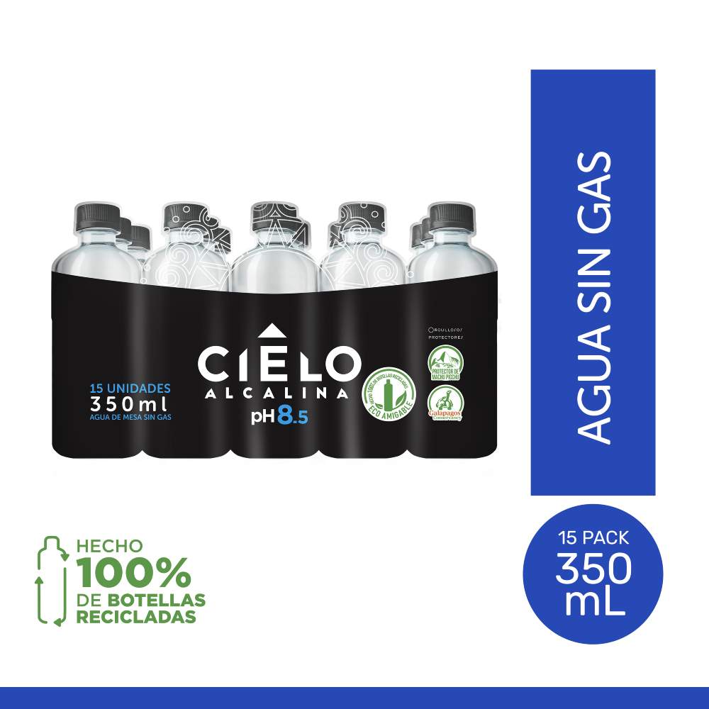 Pack x15 Agua Alcalina Cielo Botella 350ml