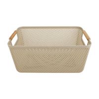 Canasto Krea Plástico Asa Bambú Arena 9.3L