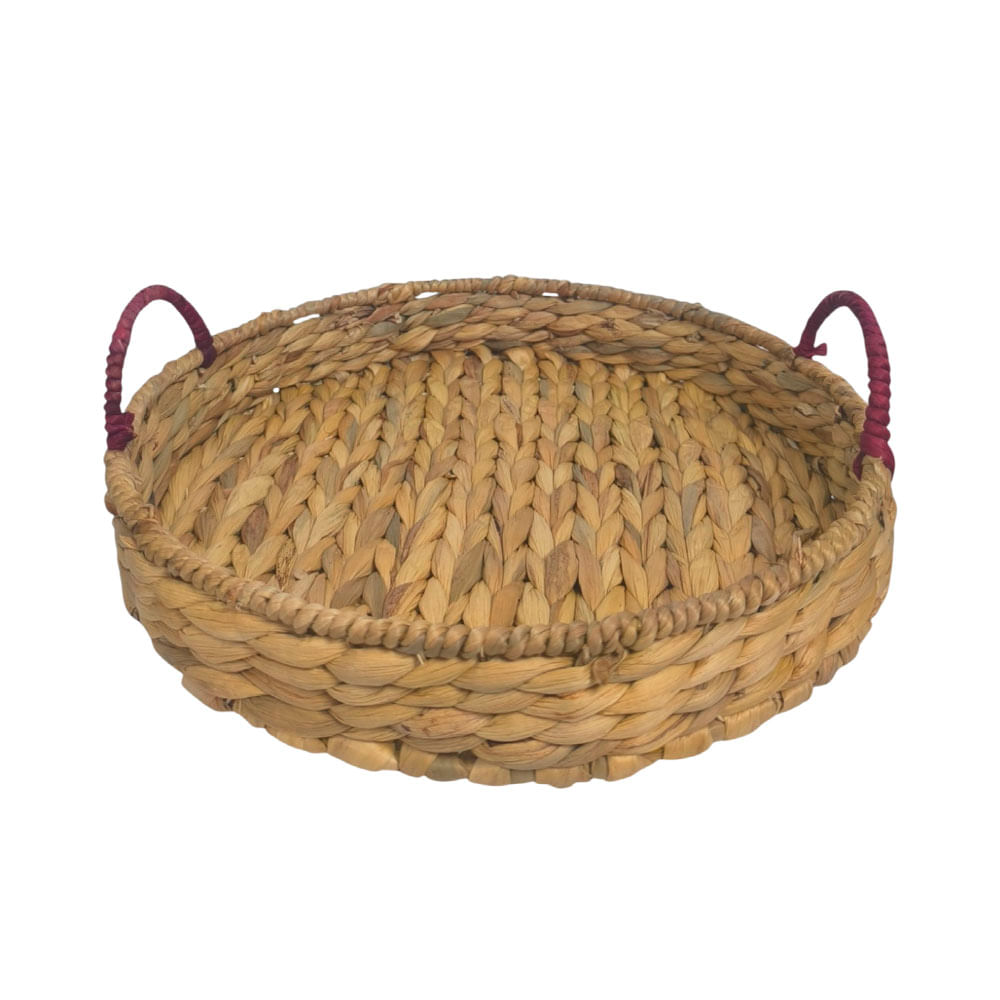 Bandeja Decorativa Krea Fibra Natural Asas 35cm