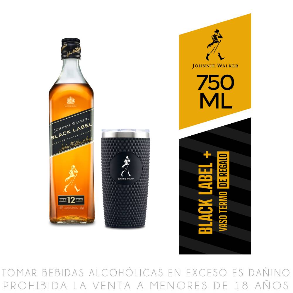 Whisky Johnnie Walker Black Label Botella 750ml + Tumbler