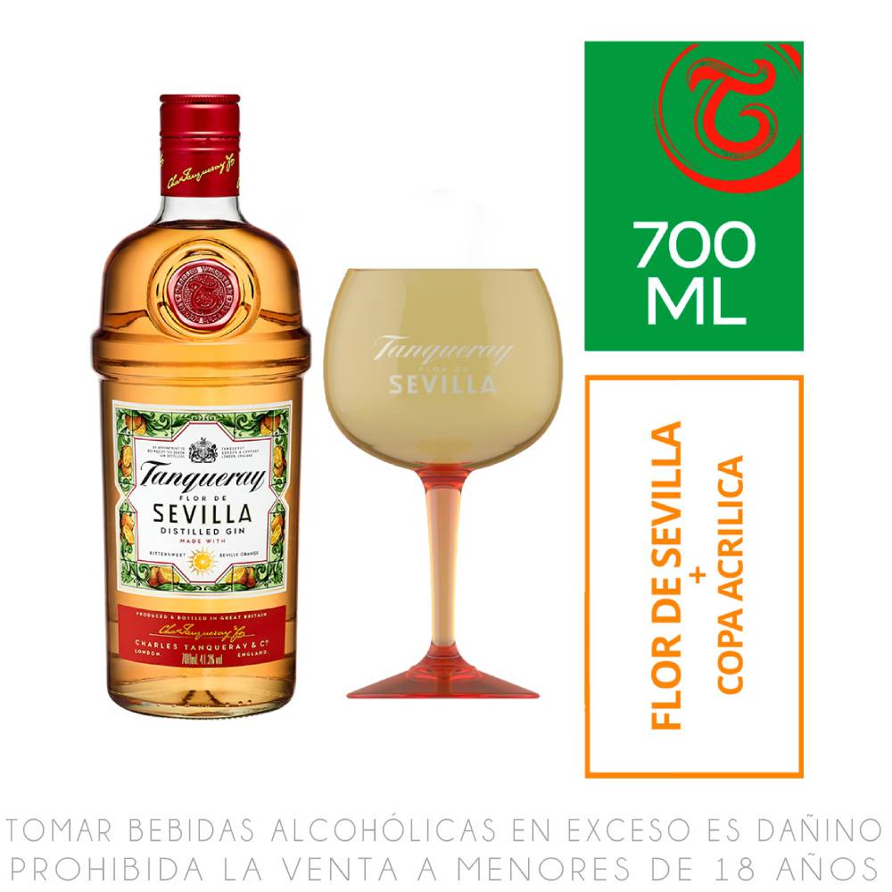 Gin Tanqueray Flor de Sevilla Botella 700ml + Copa Acrílico