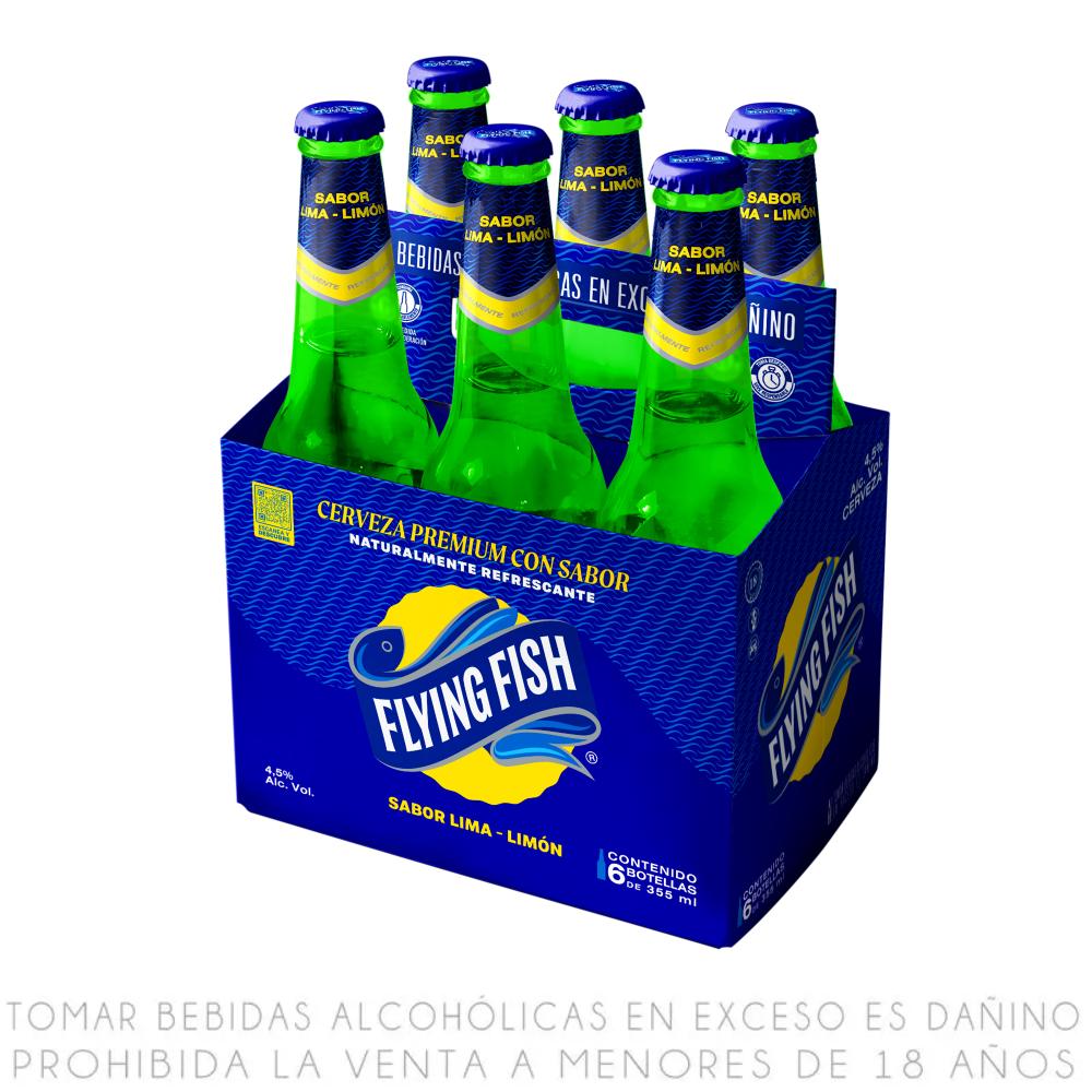 Sixpack Cerveza Flying Fish con Sabor Lima Limón Botella 355ml