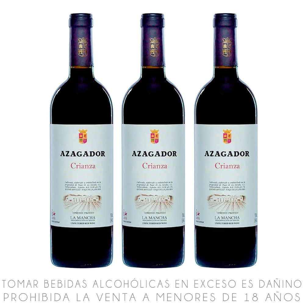 Tripack Vino Tinto Blend Azagador Crianza Botella 750ml