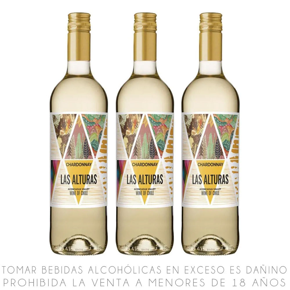 Tripack Vino Blanco Sauvignon Blanc Las Alturas Botella 750ml