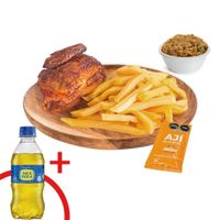 1/4 Pollo Rostizado + Papas Fritas + Arroz Chaufa + Gaseosa Sin Azúcar 300ml
