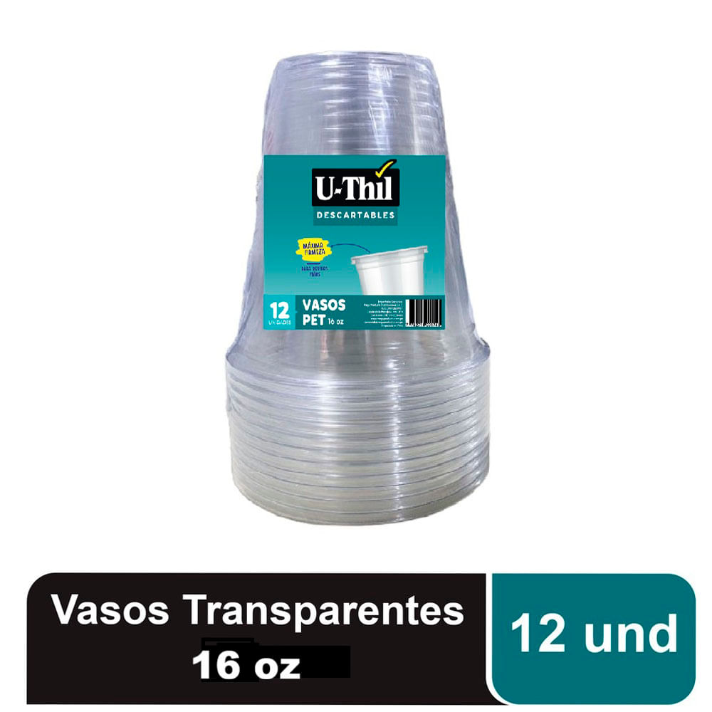 Vaso Transparente U-Thil 16oz 12un