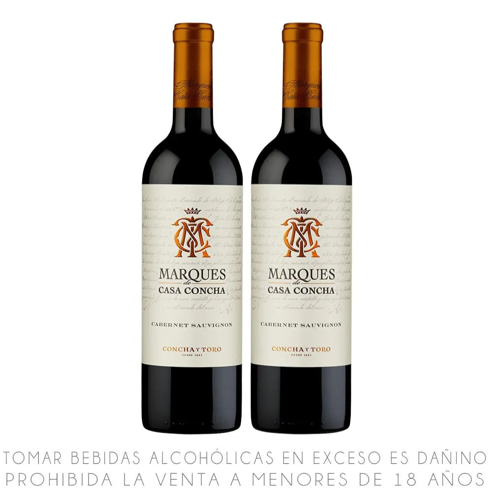 Twopack Vino Tinto Cabernet Sauvignon Marqués de Casa Concha Botella 750ml