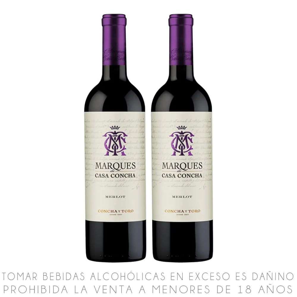 Twopack Vino Tinto Merlot Marqués de Casa Concha Botella 750ml