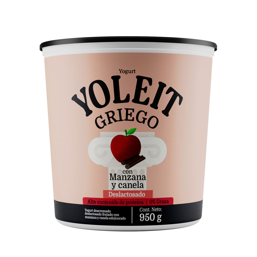 Yogurt Deslactosado Yoleit Griego Manzana y Canela 950g