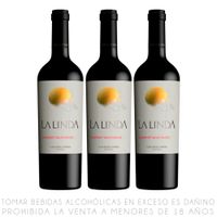 Tripack Vino Tinto Cabernet Sauvignon La Linda Botella 750ml