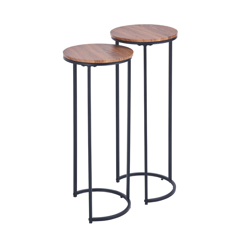 Set 2 Mesas Laterales M+Design Joel Natural Negro