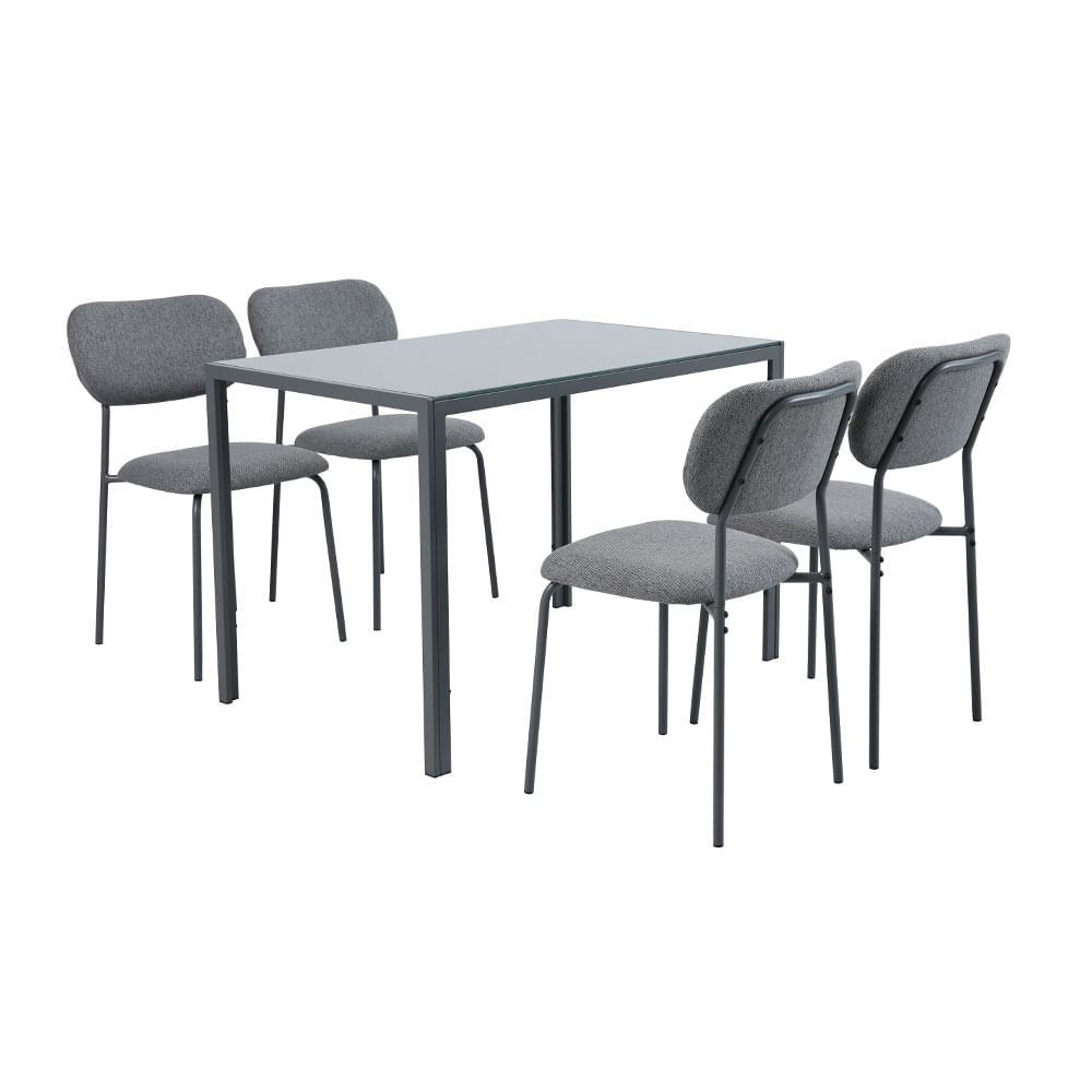 Comedor Alora M+Design 4 Sillas 110x70x75cm Gris