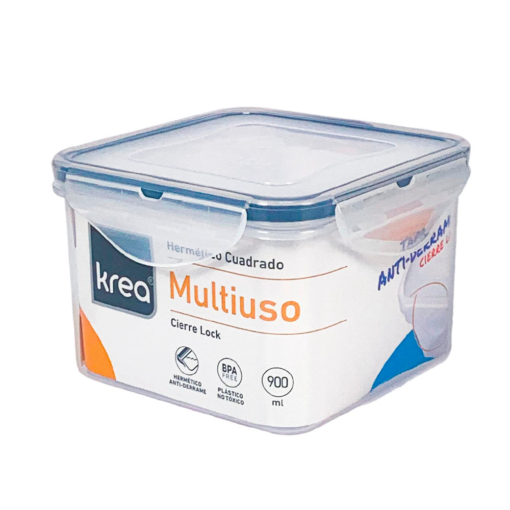 Contenedor Hermético Krea Lock Cuadrado 0.9L