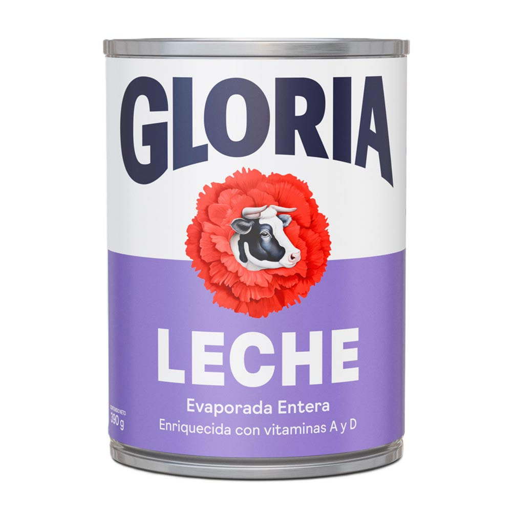 Leche Evaporada Entera Gloria Lata 390g