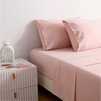 Juego de Sábanas Lisa Krea 2 Plazas 144H Polialgodón Rosa