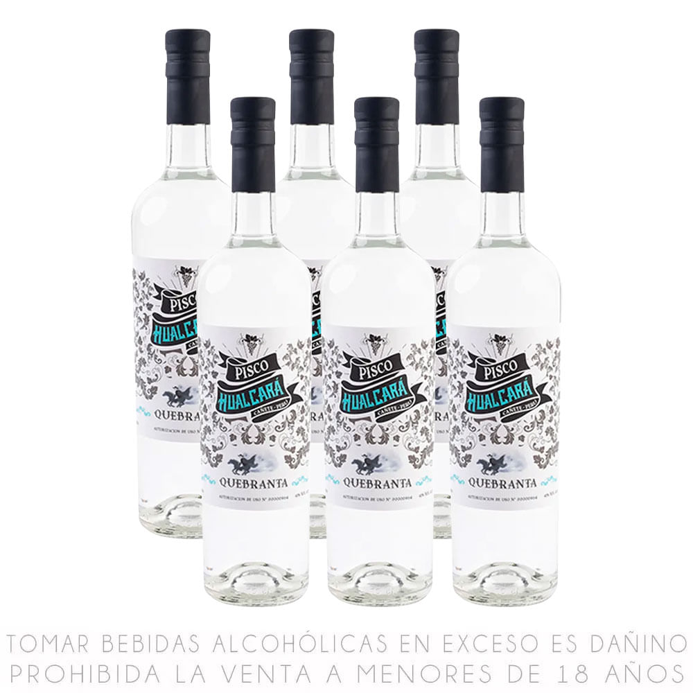 Sixpack Pisco Quebranta Hualcará Botella 750ml