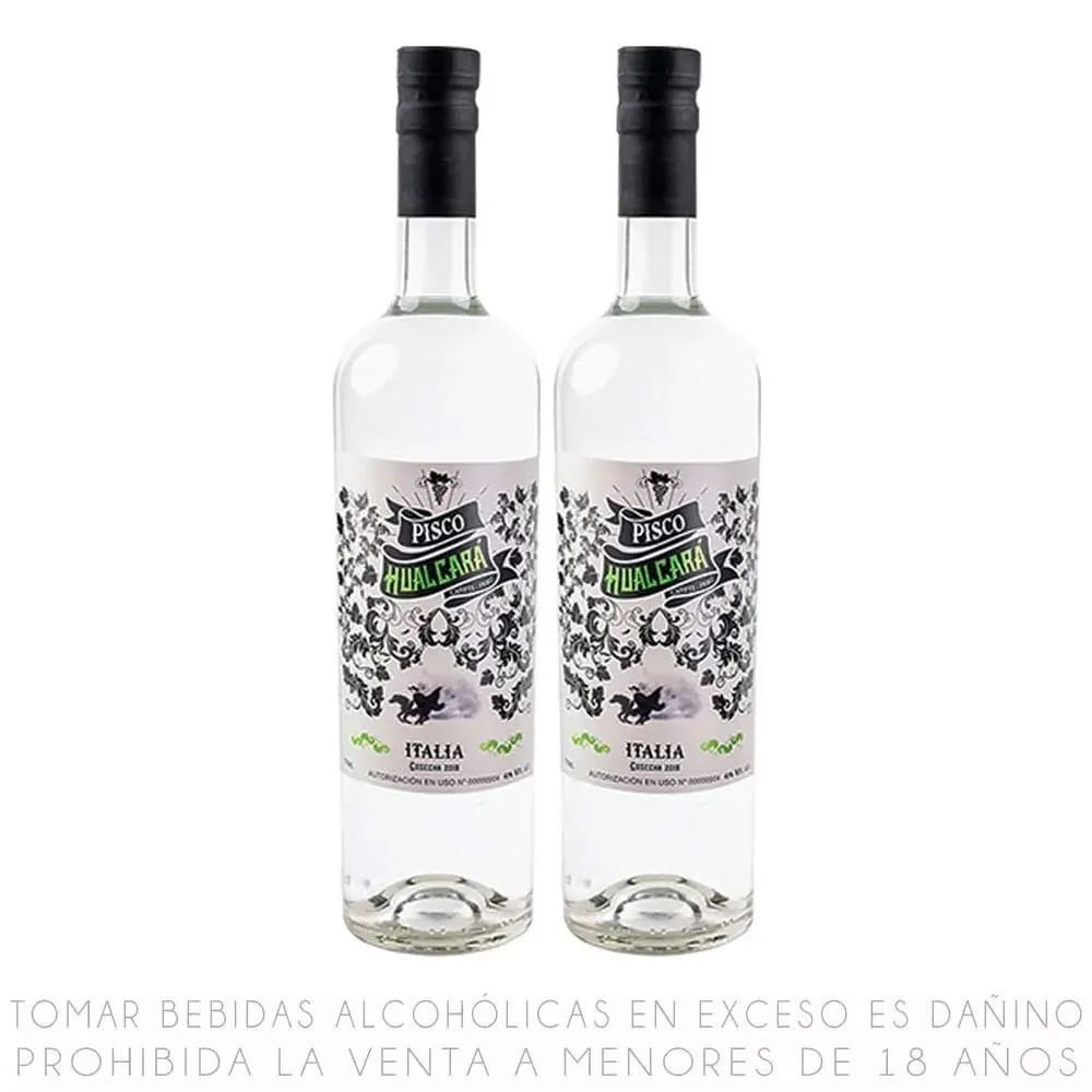 Twopack Pisco Italia Hualcará Botella 750ml