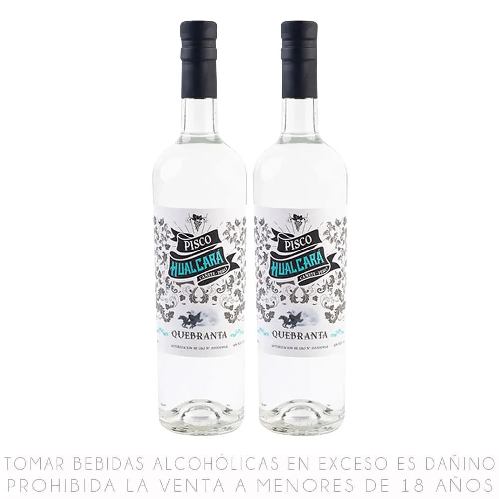 Twopack Pisco Quebranta Hualcará Botella 750ml