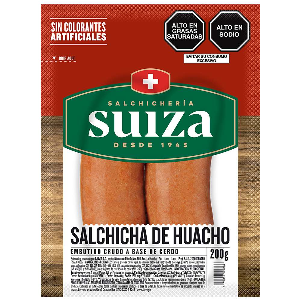 Salchicha de Huacho Suiza 2un.