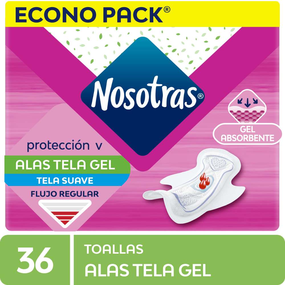Toallas Higiénicas Nosotras Alas Tela Gel 36un