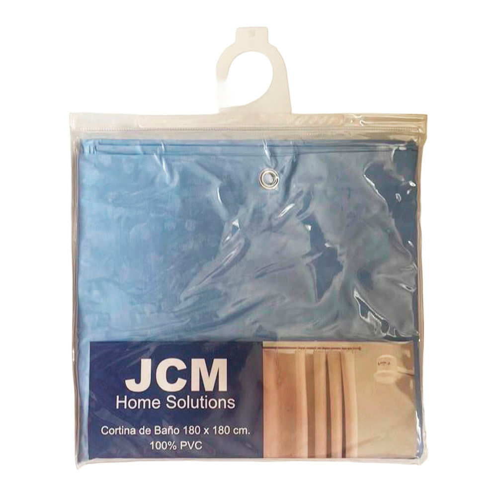 Cortina de Baño Celeste Claro con Broche y Gancho