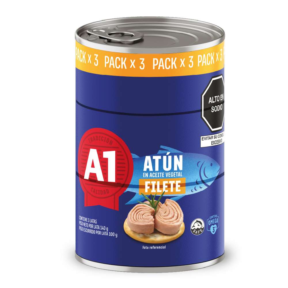 Tripack Filete de Atún en Aceite Vegetal A1 140g