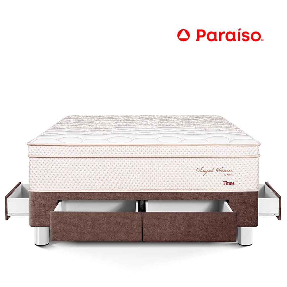 Cama Royal Prince Firme con Cajones King Chocolate