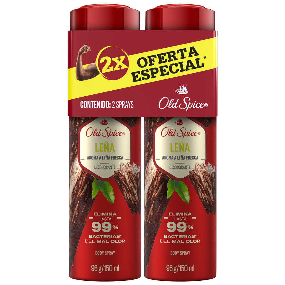 Twopack Antitranspirante en Aerosol Old Spice Leña 150ml