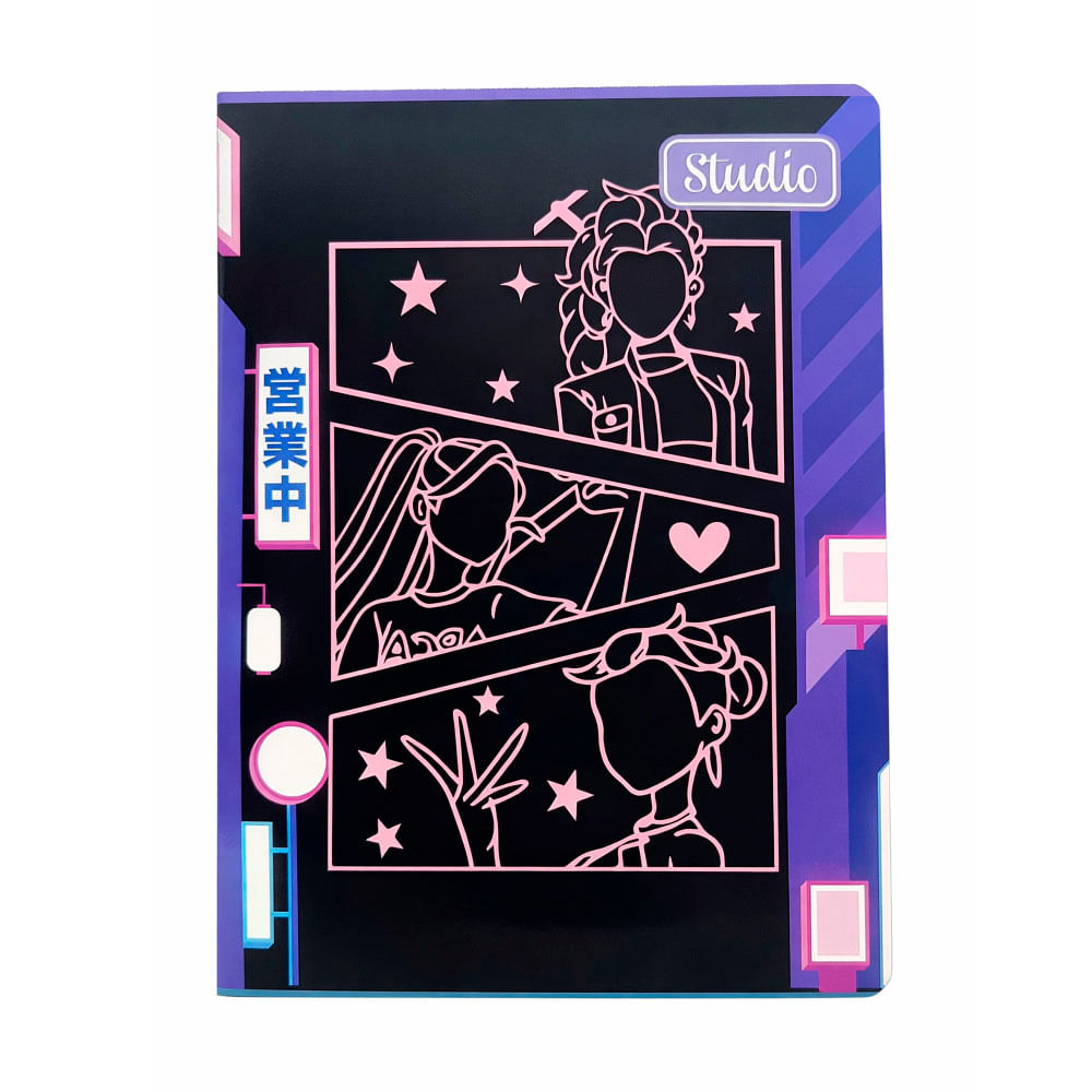 Cuaderno Grapado A-4 Cuadriculado Diseño con Marco Surtido