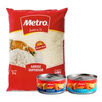 Pack Metro: Arroz Superior 5kg + Filete Atún en Agua 140g + Filete Atún en Aceite 140g