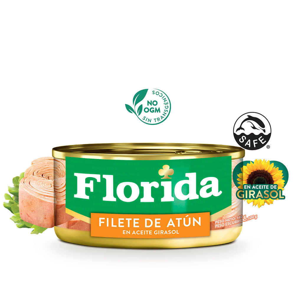 Filete de Atún en Aceite de Girasol Florida 140g