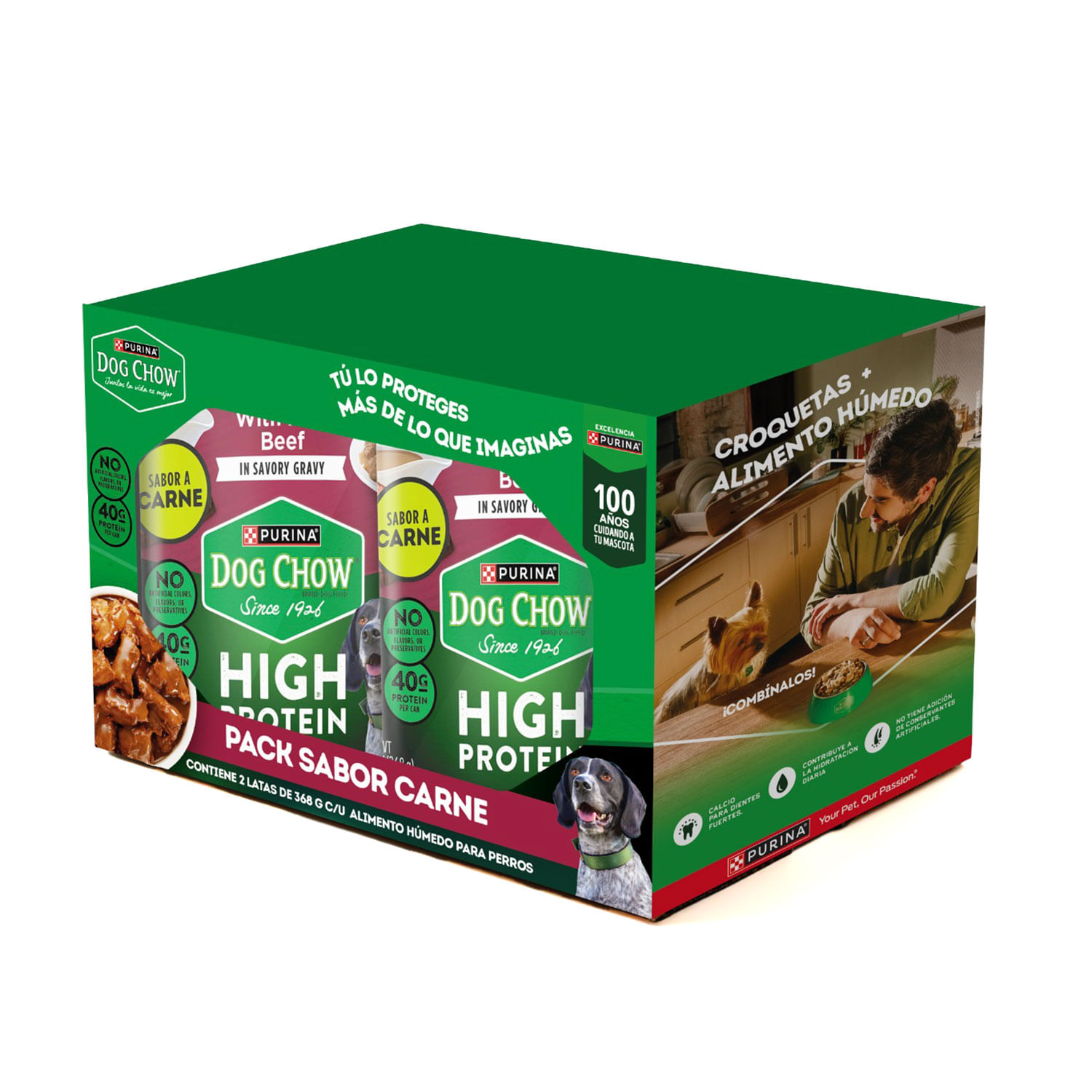 Pack Dog Chow Hipro Carne 368g Lata 2un