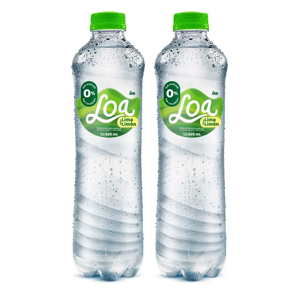 Twopack Bebida Gasificada Loa Sabor Lima Limón Botella 625ml