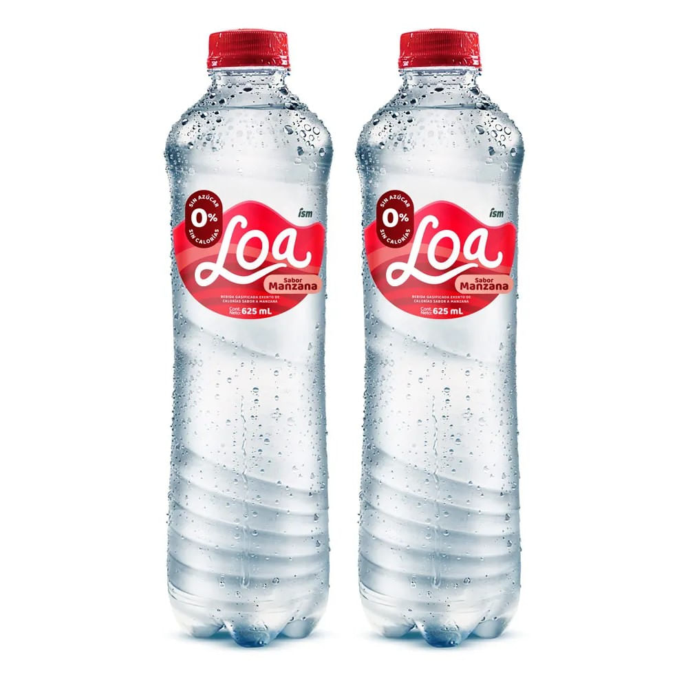 Twopack Bebida Gasificada Loa Sabor Manzana Botella 625ml
