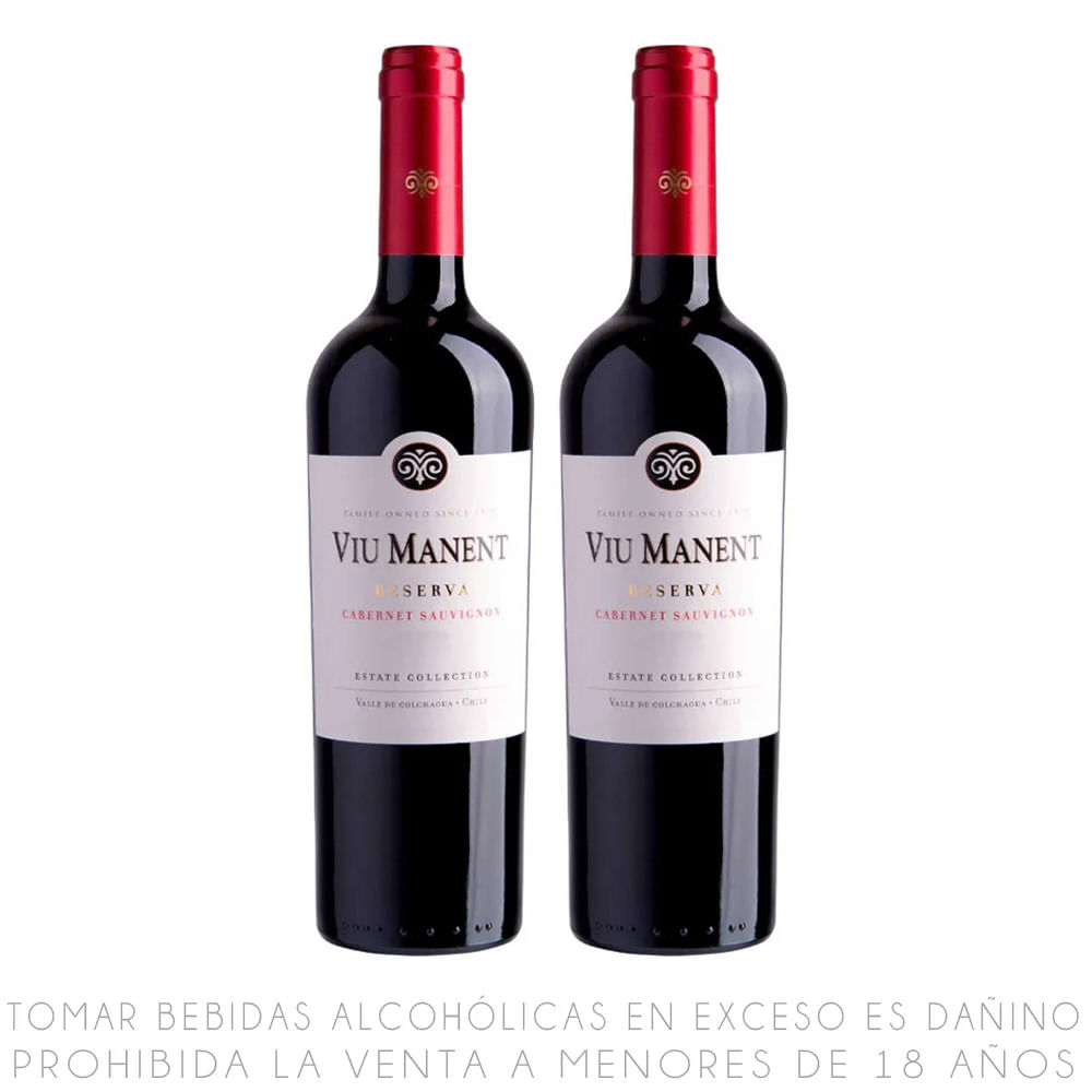 Twopack Vino Tinto Cabernet Sauvignon Viu Manent Reserva Botella 750ml