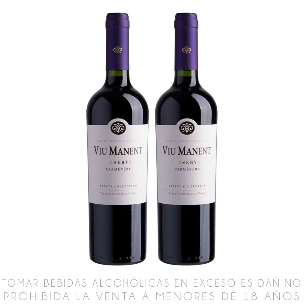 Twopack Vino Tinto Carménère Viu Manent Reserva Botella 750ml