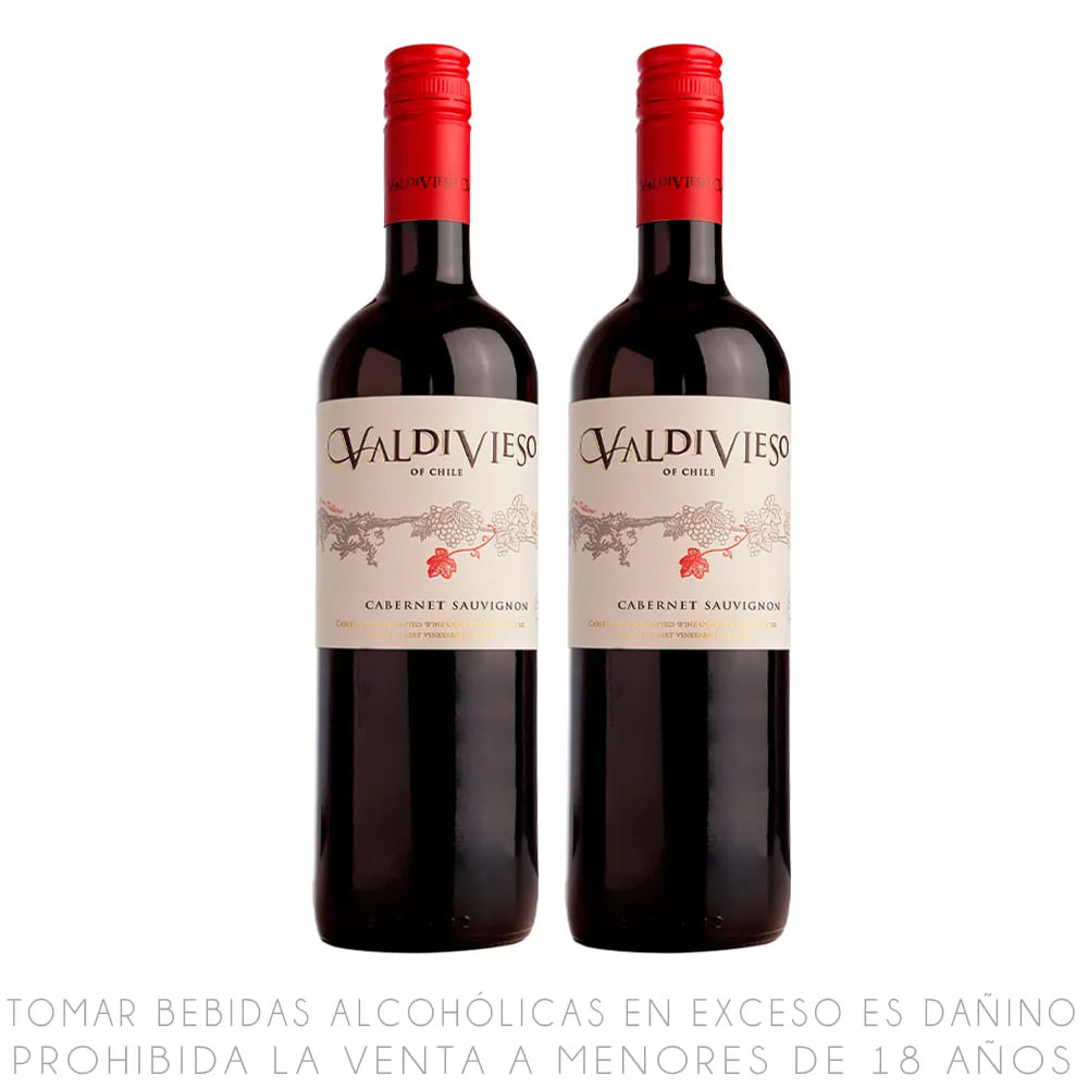 Twopack Vino Tinto Cabernet Sauvignon Valdivieso Botella 750ml