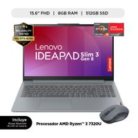 Notebook Lenovo IdeaPad Slim 3 W11 82XQ0060LM 15.6"" FHD AMD Ryzen 3-7320U 512GB SSD 8GB
