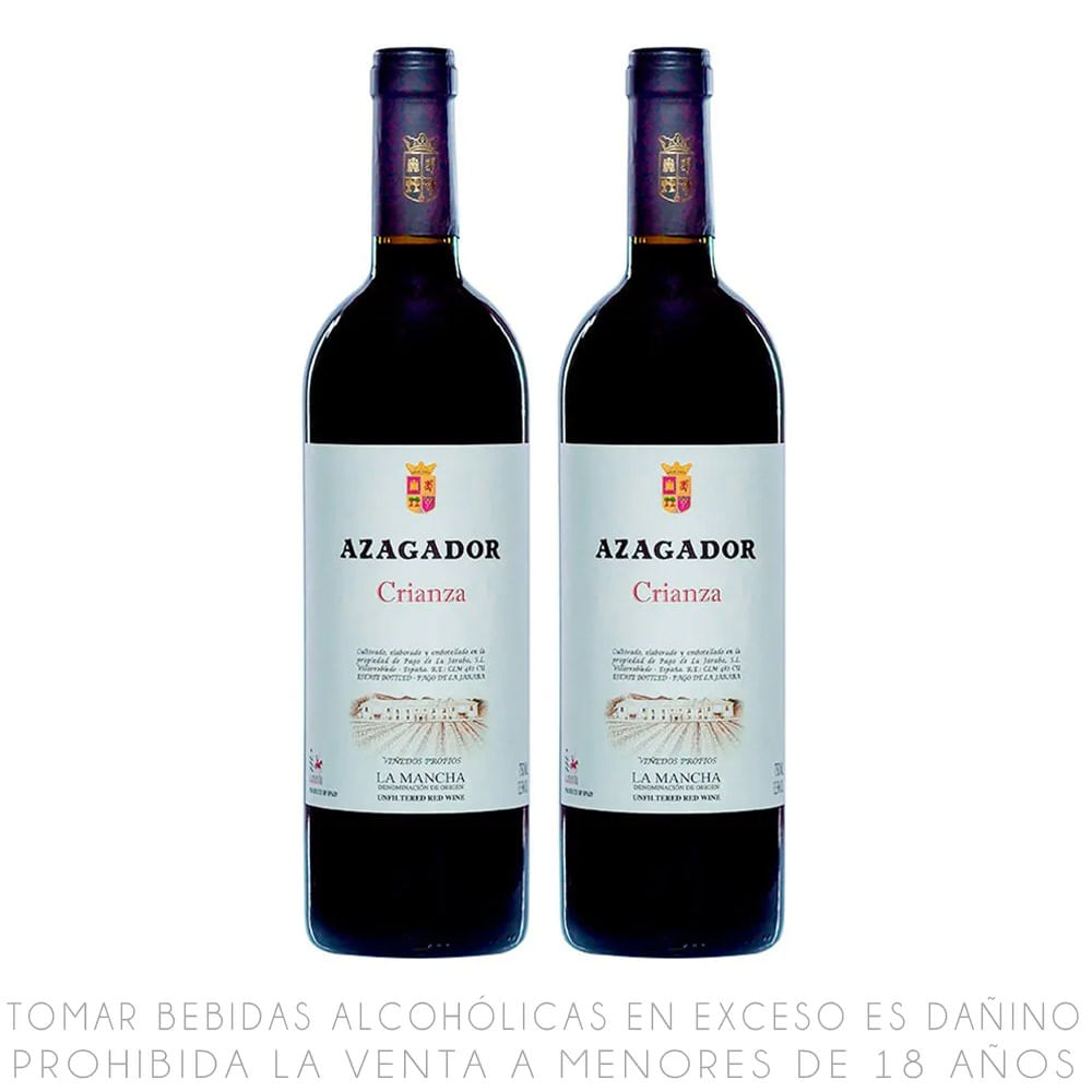 Twopack Vino Tinto Blend Azagador Crianza Botella 750ml