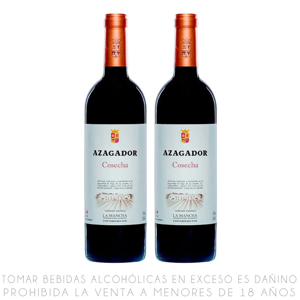 Twopack Vino Tinto Blend Azagador Cosecha Botella 750ml