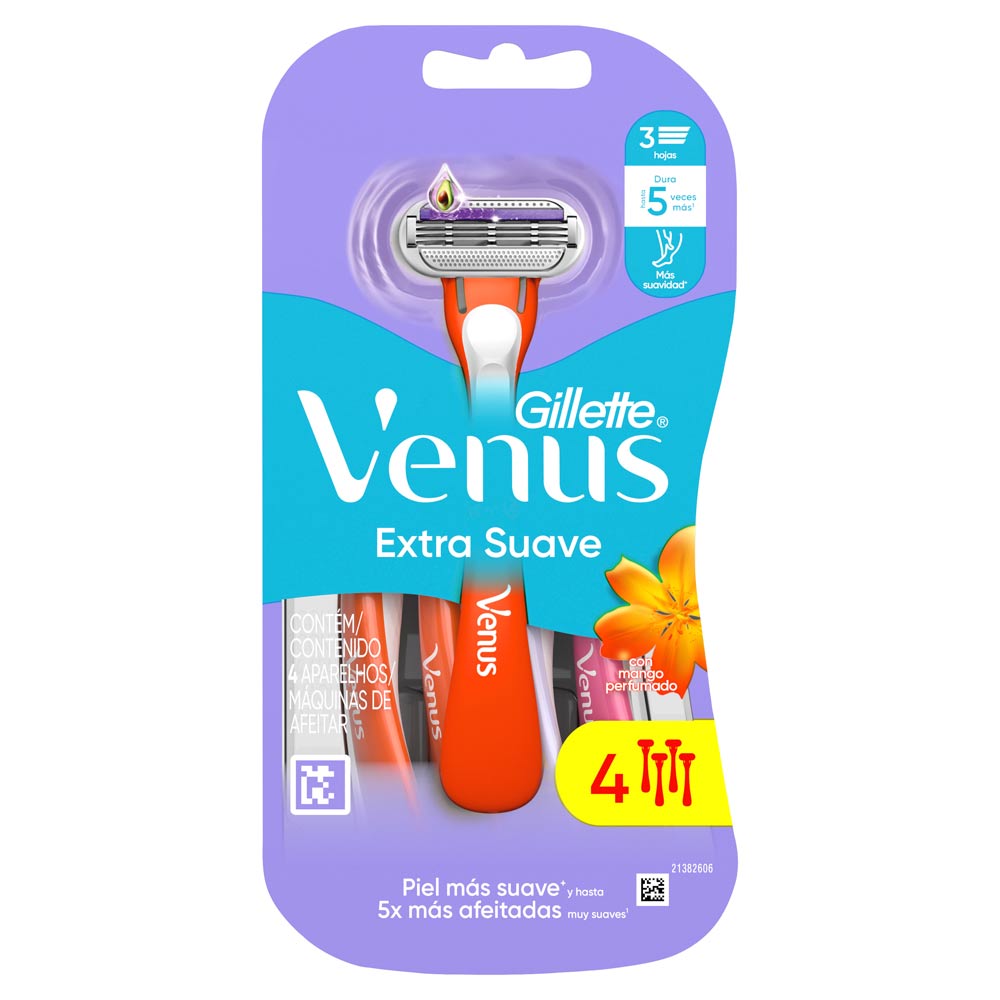 Máquina de Afeitar Desechable Venus Extra Suave 4un