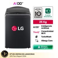 Lavadora Carga Superior LG WT25PBVS6 AI DD 25 Kg Negro Plateado