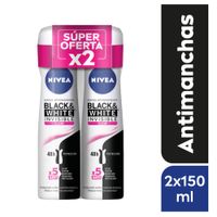 Twopack Antitranspirante en Aerosol Nivea Black & White 150ml