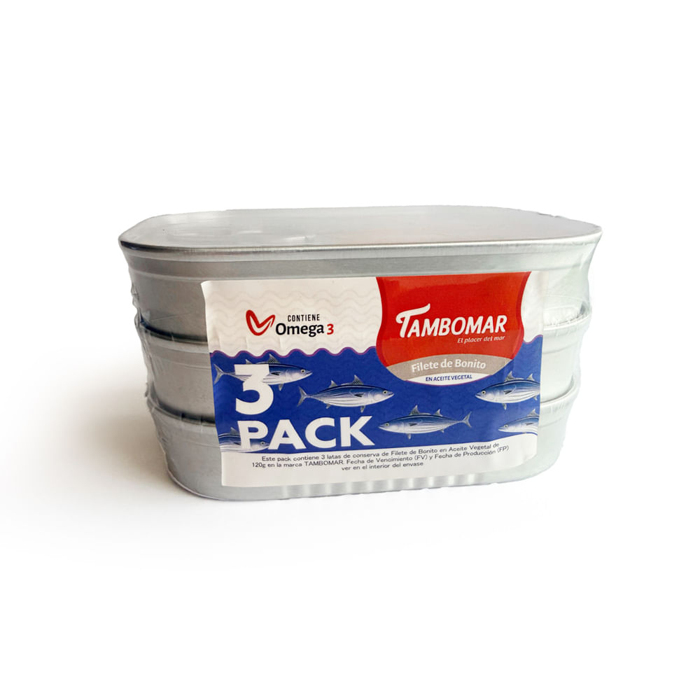 Tripack Filete de Bonito en Aceite Vegetal Tambomar 120g