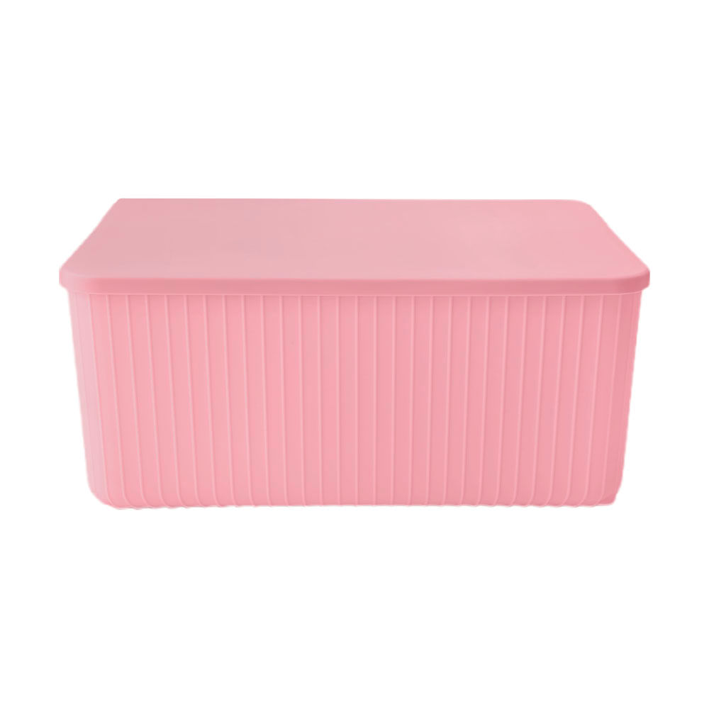 Caja Plastica Krea Textura Lineas 12L Rosa