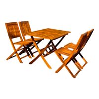 Set Comedor Outzen Acacia Plegable Rodas 4P
